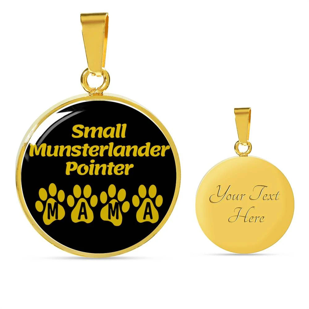 Small Munsterlander Pointer Mama Personalized Engraved Gold Circle Necklace Cus
